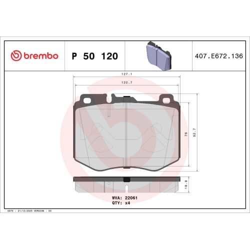 BRAKE PAD SET MERCEDES C E GLC FRONT BRAKE PAD SET MERCEDES C E GLC FRONT