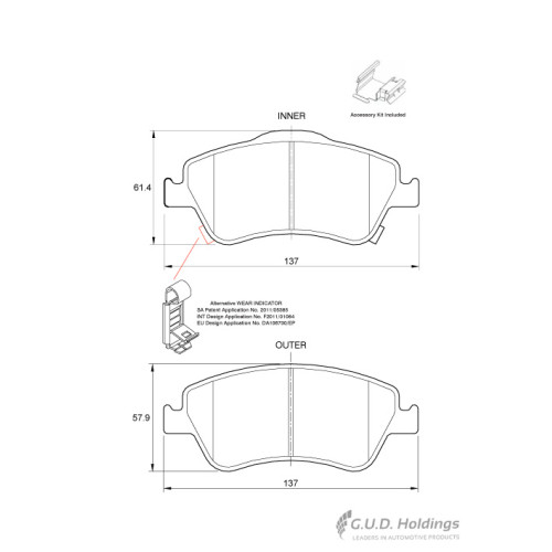 BRAKE PAD SET AURIS COROLLA FRONT BRAKE PAD SET AURIS COROLLA FRONT